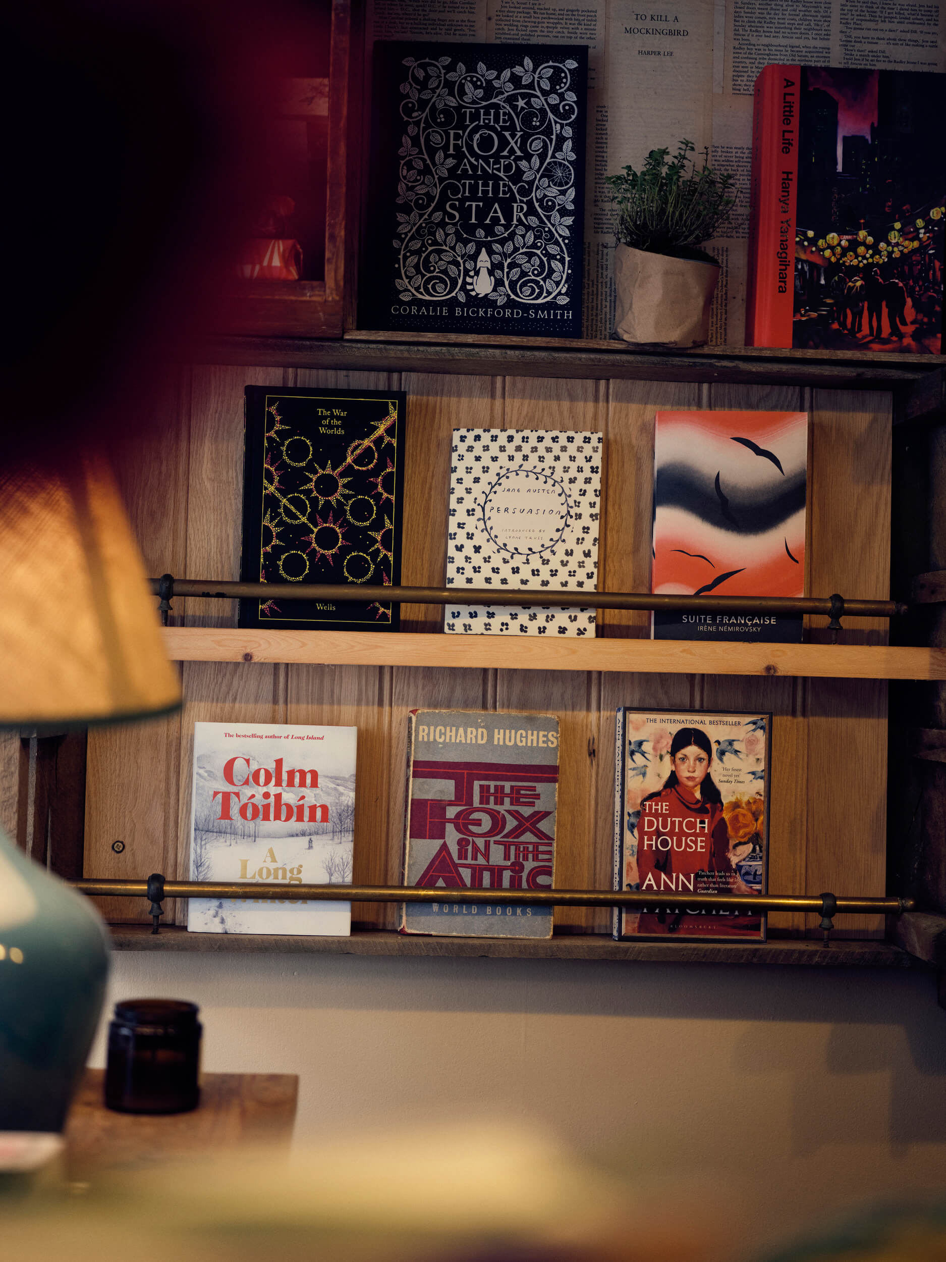 Close-up interior view of books and shelving at Fox & King, Independent Bookshop, Tisbury.